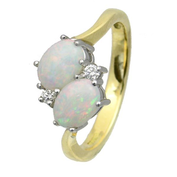 18ct yellow gold opal & diamond crossover ring £1,010 Thorntons Jewellers Kettering