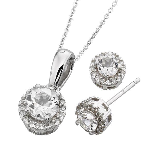 9ct Gold white topaz & diamond cluster pendant £199 & earrings £225 on Sally Thornton Jewellery blog from Thorntons Jewellers Kettering Northampton