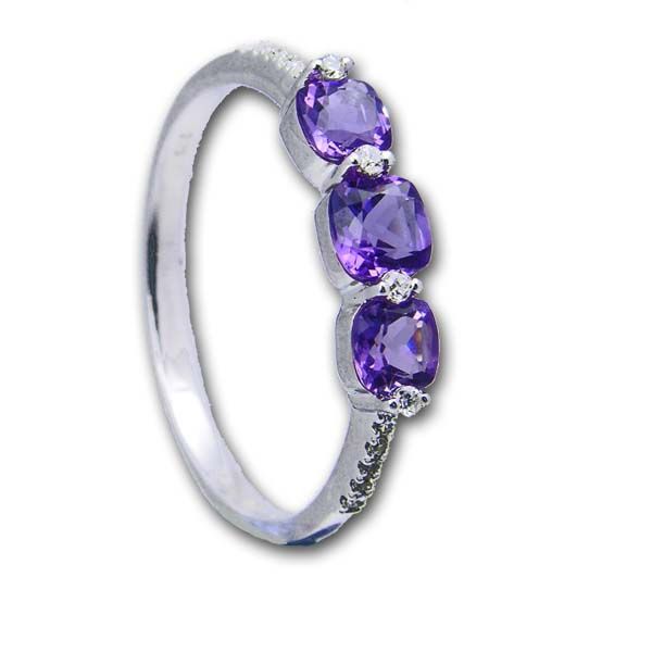 9ct White Gold 3 stone Amethyst & Diamond Ring £320 On Sally Thornton Jewellery blog from Thorntons Jewellers Kettering Northampton