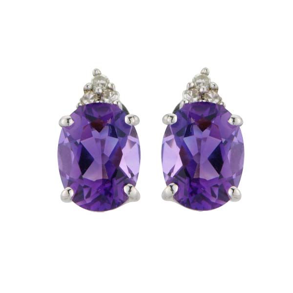 9ct White Gold Oval Amethyst and Diamond Earrings £275 On Sally Thornton Jewellery blog from Thorntons Jewellers Kettering Northampton