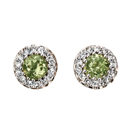9ct gold peridot & diamond cluster stud earrings from Sally Thornton ...