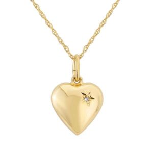 9ct yellow gold diamond puff heart pendant from Thorntons Jewellers Kettering Northampton