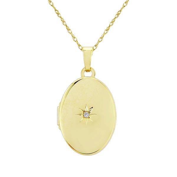 9ct yellow gold diamond set locket on chain £255 600 600