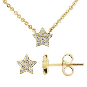 9ct yellow gold diamond star necklace £350 & matching earrings £375on sally thornton jewellery blog from thorntons jewellers kettering