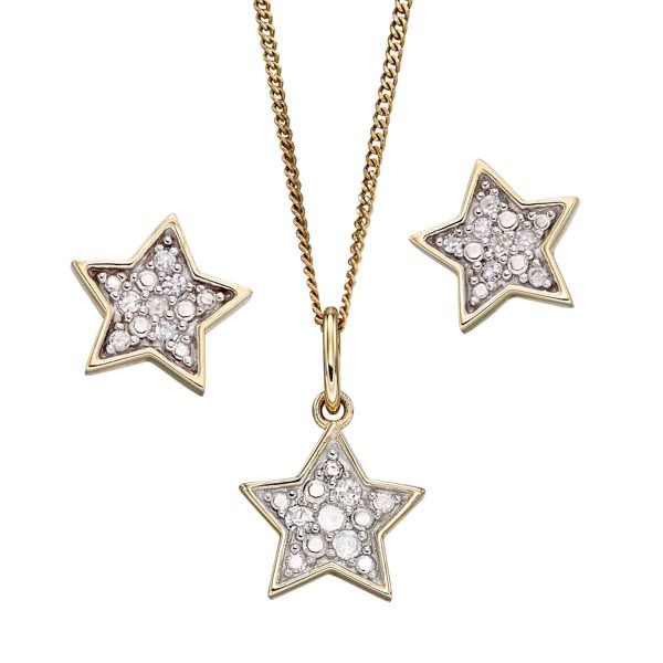 9ct yellow gold & diamond star pendant on chain £170 and earrings £125 sally thornton jewellery blog kettering northampton 