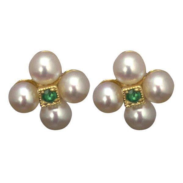 9ct yellow gold emerald & pearl stud earrings £275 from Sally Thornton Jewellery blog at Thorntons Jewellers Kettering Northampton