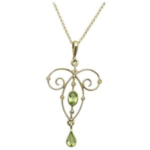 9ct yellow gold reproduction open work peridot & seed pearl pendant from Sally Thornton Jewellery Blog at thorntons kettering