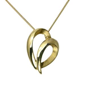 9ct yellow gold satin & polished heart pendant from Thorntons Jewellers Kettering Northampton