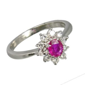 Platinum ruby & diamond cluster ring ref 99314 £1,725 from Thorntons Jewellers Jewellery collection Kettering