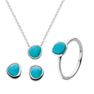 Reconstituted turquoise silver pendant £58, stud earrings £45 & ring £45 on Sally Thornton Jewellery blog from Thorntons Jewellers Kettering Northampton