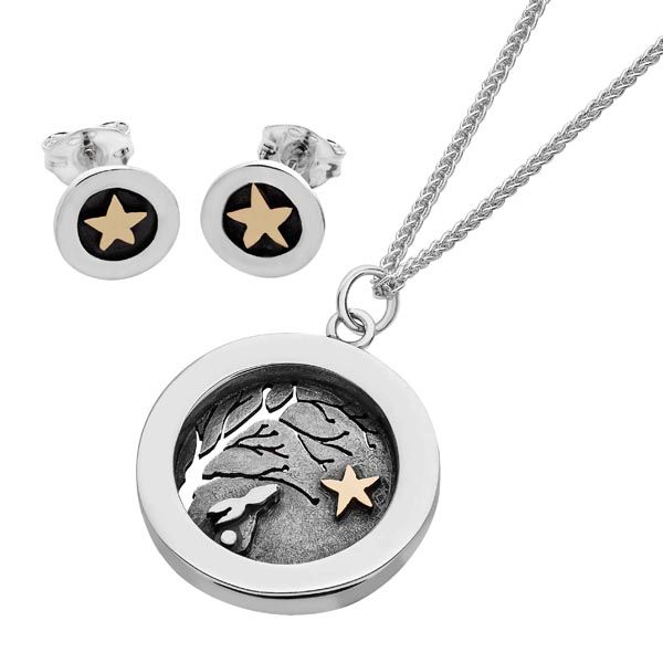 Twilight silver and gold star earrings £59 & pendant £132 sally thornton jewellery blog kettering northampton