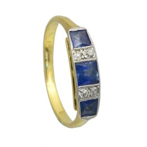 lovely example of antique sapphire and diamond ring set in 18ct yellow gold from Sally thornton jewellery blog at Thorntons Jewellers Kettering
