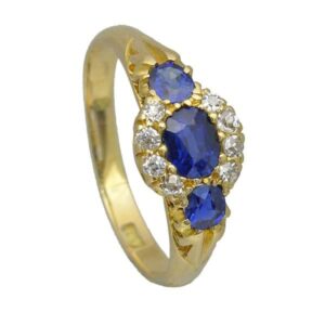 my grandmother's 18ct yellow gold ‘French Cut’ sapphire and diamond ring on Sally Thornton Jewellery Blog