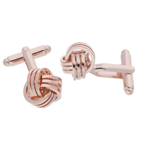 rose gold plated ringed knot cufflinks from AA Thornton Jeweller Kettering Northampton