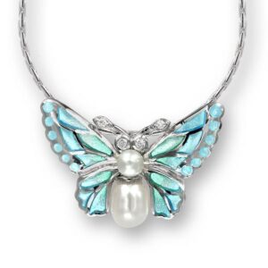 silver butterfly pendant with pearl and enamel £185 Sally Thornton Jewellery blog on flying inspiration at thorntons jewellers kettering northampton