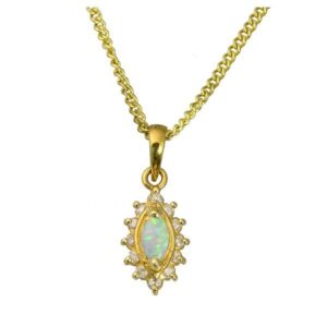 unique 14ct yellow gold marquise opal & diamond cluster pendant on Sally Thornton Jewellery Blog Thorntons Jewellers Kettering