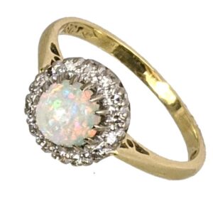 99282 £445 Second Hand 18ct Opal & Diamond Cluster Ring from Thorntons Jewellers Jewellery Collection in Kettering Northampton
