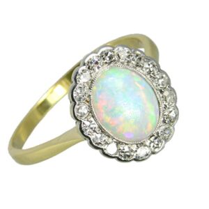 99332 £695 Second Hand Opal & Diamond Cluster Ring Stamp 18ct from Thorntons Jewellers Jewellery Collection in Kettering Northampton