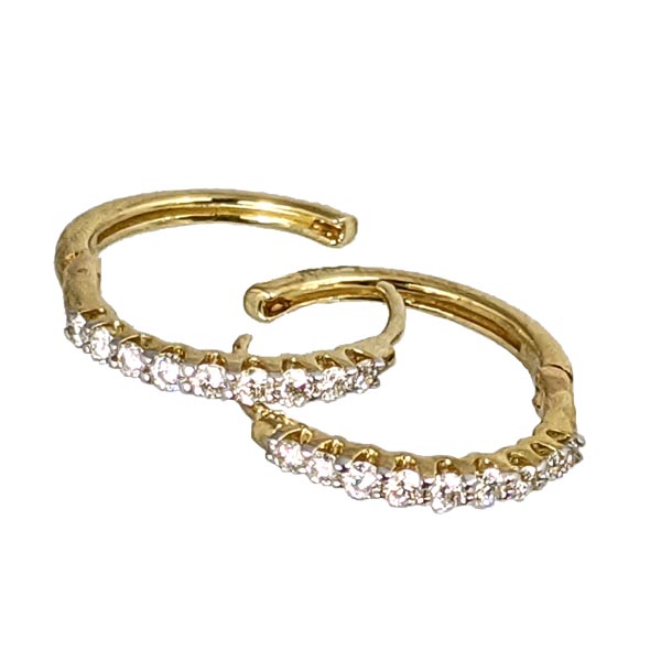 9ct yellow gold diamond set small hoop earrings £650 ref 97271 from thornton jeweller diamond jewellery collection in Kettering Northampton