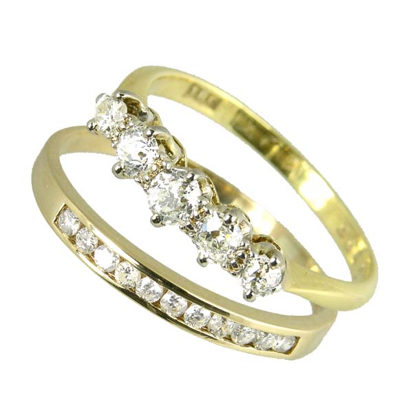 Pre loved 9ct diamond half eternity ring £325ref  98770 & 18ct 5 stone diamond ring £575  ref 96554 from thornton jeweller diamond jewellery collection in Kettering Northampton