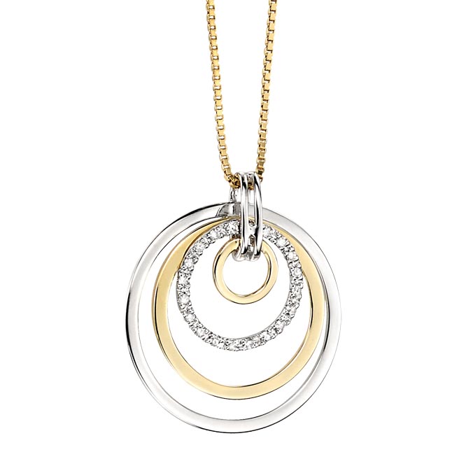Sally Thornton jewellery blog from Thorntons Jewellers Kettering Northampton 9ct bicolour gold diamond set circle pendant with chain £535 