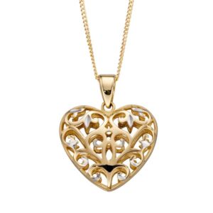 Sally Thornton jewellery blog from Thorntons Jewellers Kettering Northampton 9ct yellow & white gold filigree heart pendant on a necklet £310 99864
