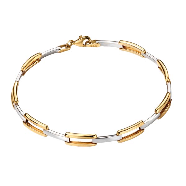 9ct yellow & white gold oblong link bracelet £430 98533 on Sally Thornton jewellery blog from Thorntons Jewellers Kettering Northampton  