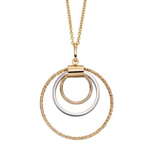 9ct yellow & white gold triple circle pendant on chain £215 on Sally Thornton jewellery blog from Thorntons Jewellers Kettering Northampton