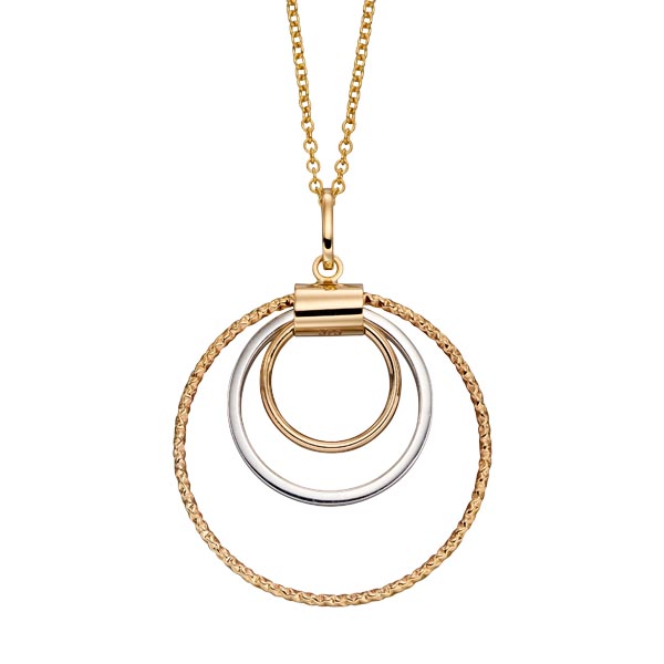9ct yellow & white gold triple circle pendant on chain £215 on Sally Thornton jewellery blog from Thorntons Jewellers Kettering Northampton  