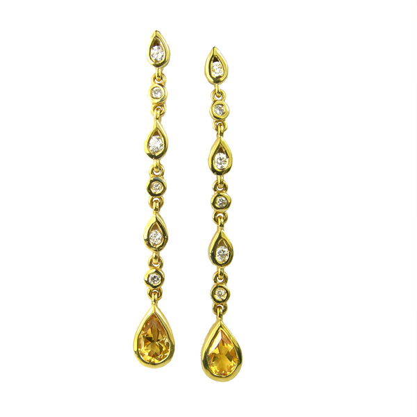 Pre loved 18ct citrine & diamond drop earrings £395 On Sally Thornton Jewellery Blog from Thorntons Jewellers Kettering Northampton