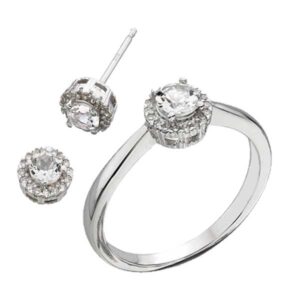 9ct white gold diamond & white topaz ring £305 & earrings £220 from Sally Thorntons jewellery Blog at AA Thornton Jeweller Kettering Northampton