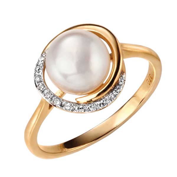 9ct yellow gold button pearl and diamond ring £375 from Sally Thorntons ...