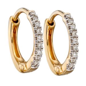 9ct yellow gold small diamond huggie earrings £230 from Sally Thorntons jewellery Blog at AA Thornton Jeweller Kettering Northampton