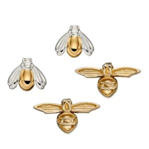 Bee stud earrings 9ct gold £145 & Gold plated silver £38 from Sally Thorntons jewellery Blog at AA Thornton Jeweller Kettering Northampton