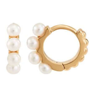 Gold plated pearl huggies £95 from Sally Thorntons jewellery Blog at AA Thornton Jeweller Kettering Northampton