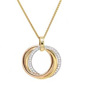 18ct diamond set interlocking ring pendant on chain £2,045 Sally Thorntons Jewellery blog on Christmas gift ideas from Thornton Jewellers Kettering Northampton