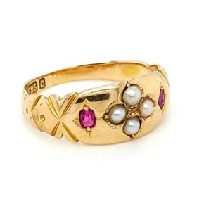 Pre Loved 15ct Gold Victorian Ruby & Diamond Ring