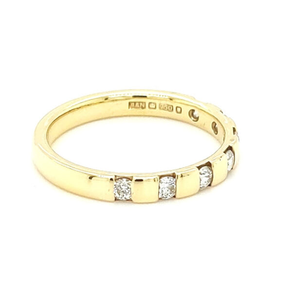 Preloved 18ct Gold Diamond Bar Set Band Ring