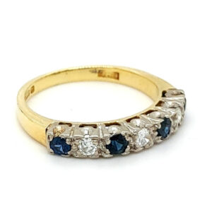 Pre Loved 18ct Gold Sapphire & Diamond Half Eternity Ring