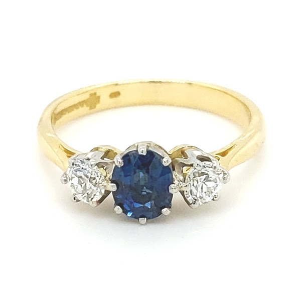 Preloved 18ct Sapphire & Diamond 3 Stone Ring - AA Thornton Jeweller