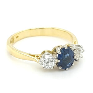 Preloved 18ct Sapphire & Diamond 3 Stone Ring