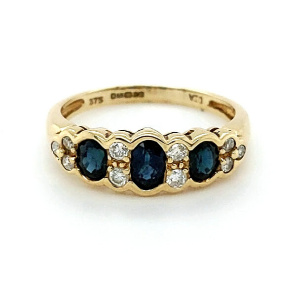Pre Loved 9ct Gold Sapphire & Diamond Ring