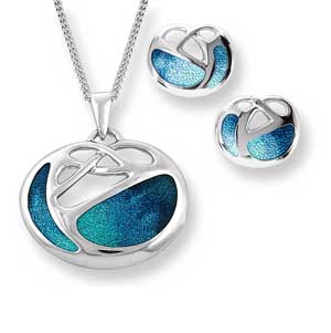 Silver & enamel art nouveau inspired pendant on chain £105 & matching stud earrings £55 Sally Thorntons Jewellery blog on Christmas gift ideas from Thornton Jewellers Kettering Northampton