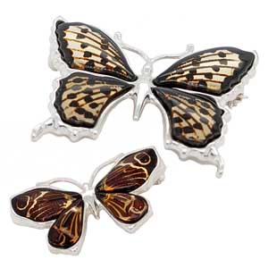 Silver lazered amber butterflies brooches from £55 Sally Thorntons Jewellery blog on Christmas gift ideas from Thornton Jewellers Kettering Northampton