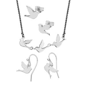 Three little bird collection stud earrings £32,necklace £86 & drop earrings £49 from Sally Thorntons Jewellery blog on Christmas gift ideas from Thornton Jewellers Kettering Northampton