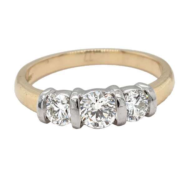 18ct yellow gold 3 stone diamond bar set trilogy ring £3,300 from Sally Thorntons Jewellery blog at AA Thornton Jeweller Kettering Northampton