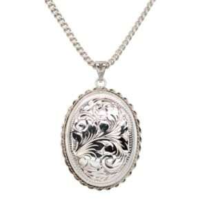 Preloved large engraved silver locket on a chain £55 from Sally Thorntons Jewellery blog at AA Thornton Jeweller Kettering Northampton
