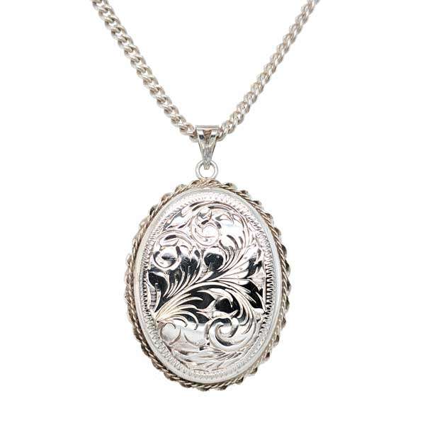 Preloved large engraved silver locket on a chain £55  from Sally Thorntons Jewellery blog at AA Thornton Jeweller Kettering Northampton