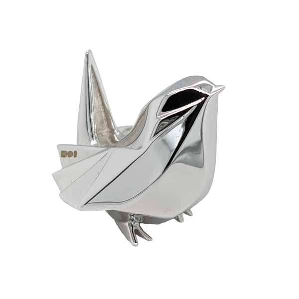 Miniature silver origami wren £ POA from Sally Thornton jewellers blog on bird jewellery Thorntons jeweller Kettering Northampton