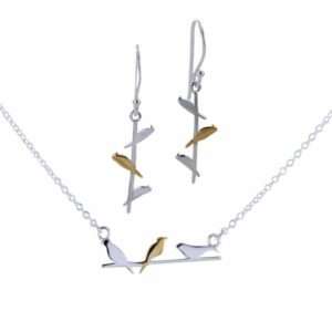 Silver birds on wire pendant £39 & earring £29 from Sally Thornton jewellers blog on bird jewellery Thorntons jeweller Kettering Northampton